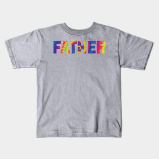 father tie dye text effect Kids T-Shirt